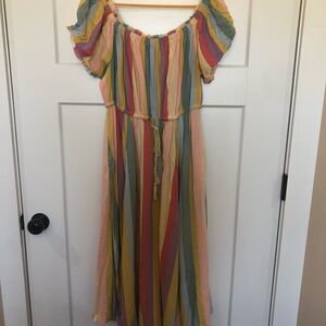 Torrid Colorful Striped Off-the-Shoulder Dress